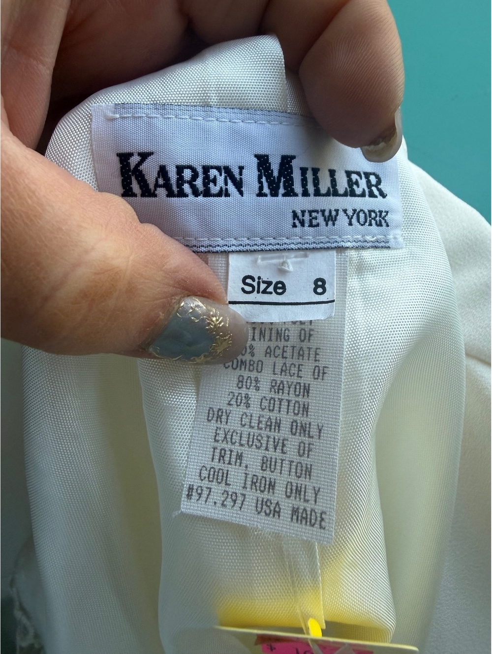 Vintage Karen Miller New York 3-Pc Lace Set Off White Skirt Blazer & Top Size 8 - Picture 14 of 14